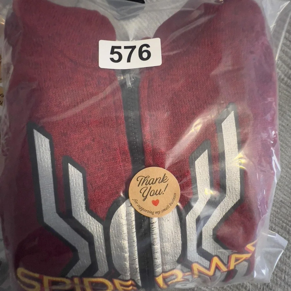 Marvel Spider-Man Homecoming Jacket Kids 7/8 Red Graphic Hooded Fleece‎ Zip